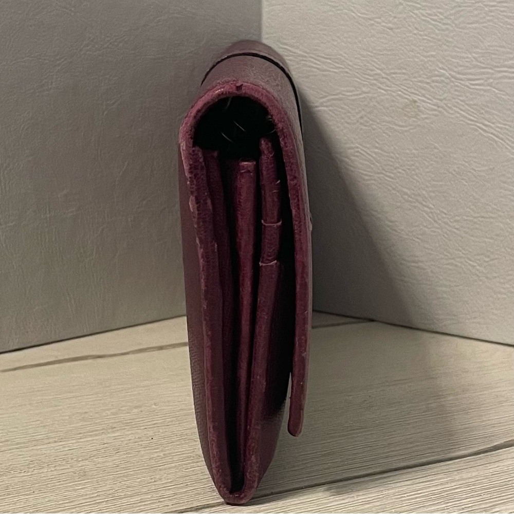 Yves Saint Laurent Deep Burgundy Y-Line Flap Leather Wallet - Picture 4 of 6